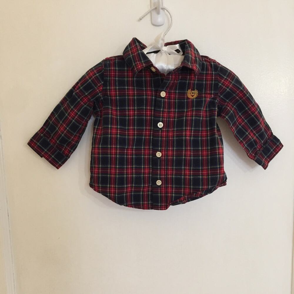 Chaps Plaid Button Up Shirt 3 Months
